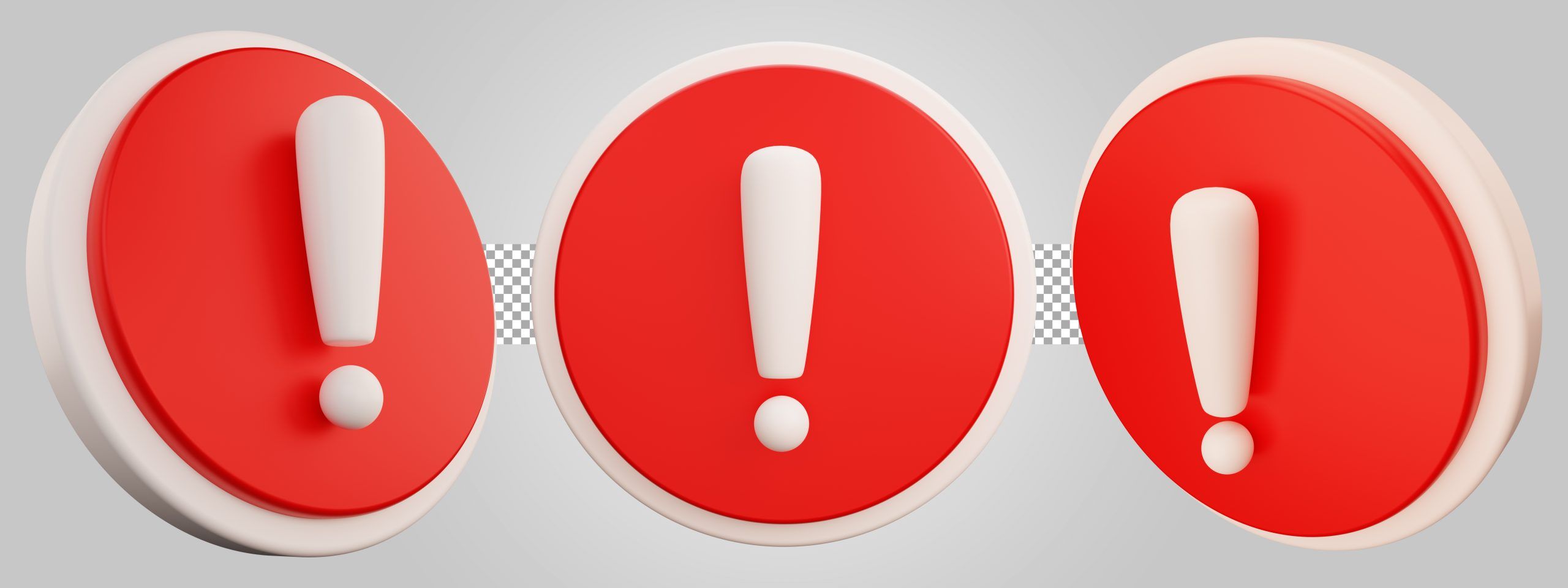 Warning caution sign on transparent background. 3D Render